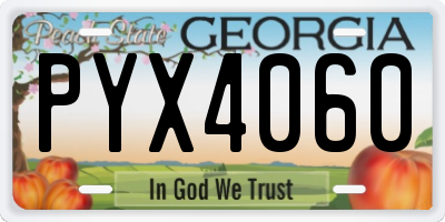 GA license plate PYX4060