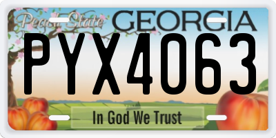 GA license plate PYX4063