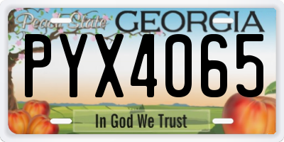 GA license plate PYX4065