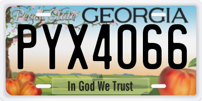 GA license plate PYX4066