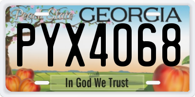 GA license plate PYX4068