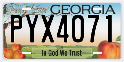 GA license plate PYX4071