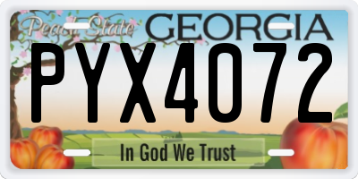 GA license plate PYX4072
