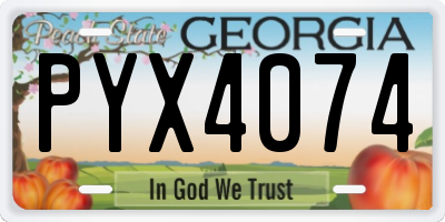 GA license plate PYX4074