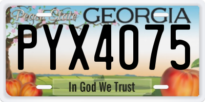 GA license plate PYX4075