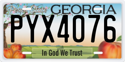 GA license plate PYX4076