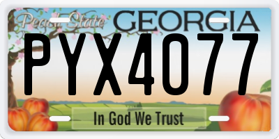 GA license plate PYX4077