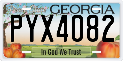 GA license plate PYX4082