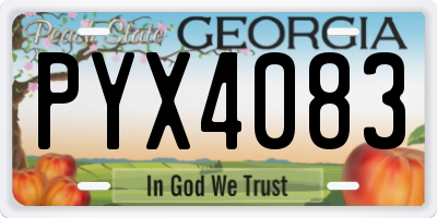 GA license plate PYX4083