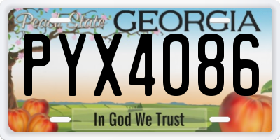 GA license plate PYX4086