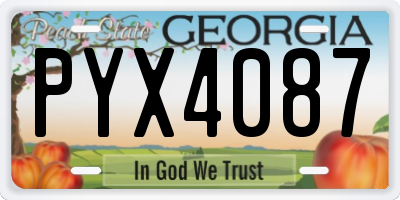 GA license plate PYX4087