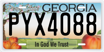 GA license plate PYX4088