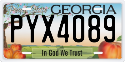 GA license plate PYX4089