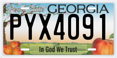 GA license plate PYX4091