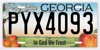 GA license plate PYX4093