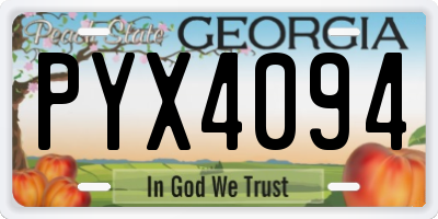 GA license plate PYX4094