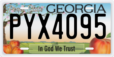 GA license plate PYX4095