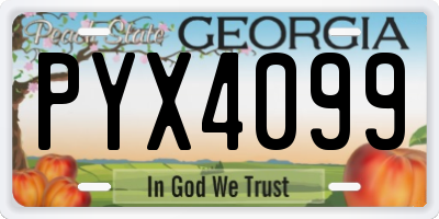 GA license plate PYX4099