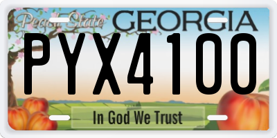 GA license plate PYX4100