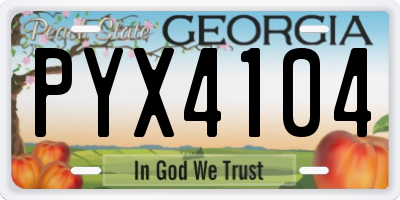 GA license plate PYX4104
