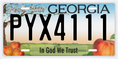 GA license plate PYX4111