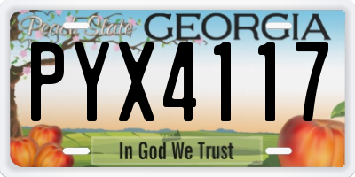 GA license plate PYX4117
