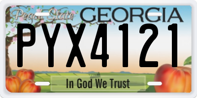 GA license plate PYX4121