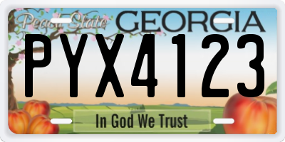 GA license plate PYX4123