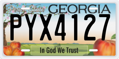 GA license plate PYX4127