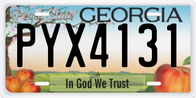 GA license plate PYX4131