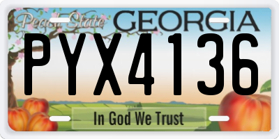 GA license plate PYX4136