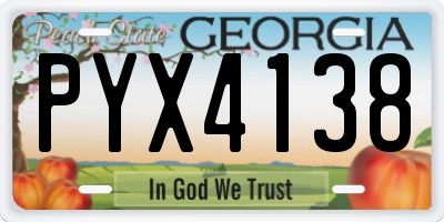 GA license plate PYX4138