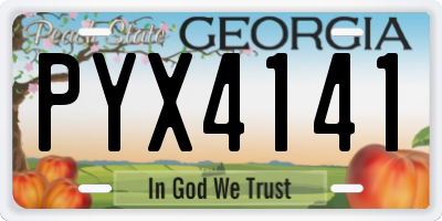 GA license plate PYX4141