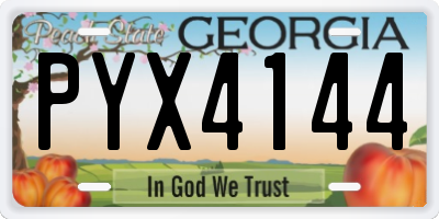 GA license plate PYX4144