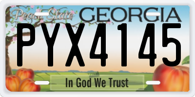 GA license plate PYX4145