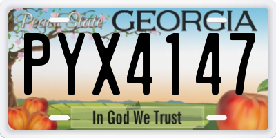 GA license plate PYX4147