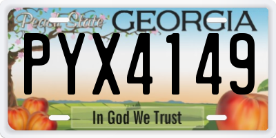 GA license plate PYX4149