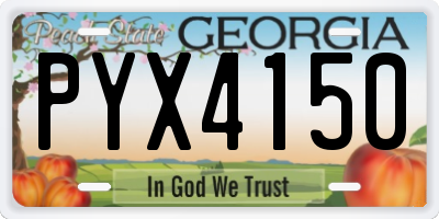 GA license plate PYX4150
