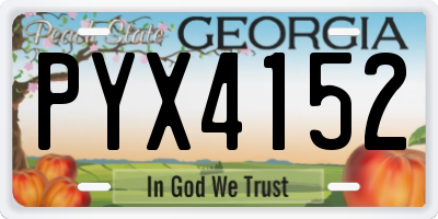 GA license plate PYX4152