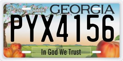 GA license plate PYX4156