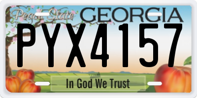 GA license plate PYX4157