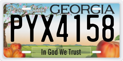 GA license plate PYX4158