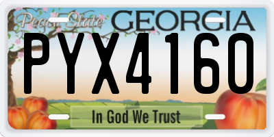 GA license plate PYX4160