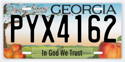 GA license plate PYX4162