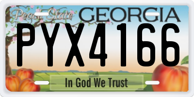 GA license plate PYX4166