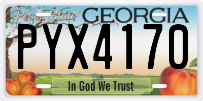 GA license plate PYX4170