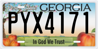 GA license plate PYX4171