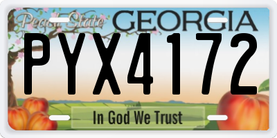 GA license plate PYX4172