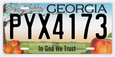 GA license plate PYX4173