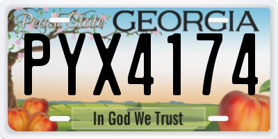 GA license plate PYX4174